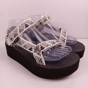 Teva Original Universal Sandals Size 8 Boomerang White Grey Geo Strappy Platform